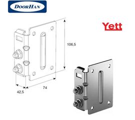 Верхняя опора регулируемая для ворот с вертикальными направляющими без роликодержателя RAL9003 для подъёмных секционных ворот, фото 1
