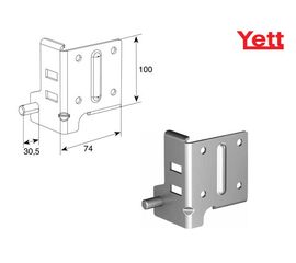 Нижний угловой кронштейн без роликодержателя с упором RAL9003 для подъёмных секционных ворот, фото 1