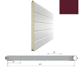 Панель 475мм Нстукко/Нстукко бордо(RAL3005)/бел(RAL9003) для подъёмных секционных ворот, фото 1