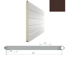 Панель 475мм Нстукко/Нстукко красно-корич(RAL8017)/белая(RAL9003) для подъёмных секционных ворот, фото 1