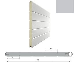 Панель 475мм Нстукко/Нстукко серебро(RAL9006)/бел(RAL9003) для подъёмных секционных ворот, фото 1