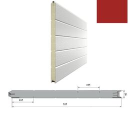 Панель 525мм Нстукко/Нстукко Красный(RAL3000)/Белый(RAL9003) для подъёмных секционных ворот, фото 1