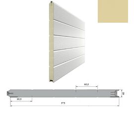 Панель 575мм Нстукко/Нстукко бежевая(RAL1014)/бел(RAL9003) для подъёмных секционных ворот, фото 1