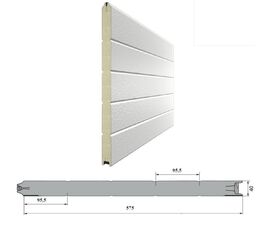 Панель 575мм Нстукко/Нстукко бел(RAL9003)/бел(RAL9003) для подъёмных секционных ворот, фото 1