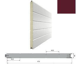 Панель 575мм Нстукко/Нстукко бордо(RAL3005)/бел(RAL9003) для подъёмных секционных ворот, фото 1