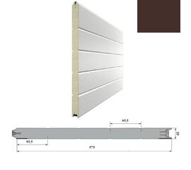 Панель 575мм Нстукко/Нстукко красно-корич(RAL8017)/белая(RAL9003) для подъёмных секционных ворот, фото 1