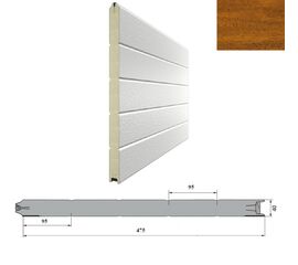 Панель 475мм Нстукко/Нстукко GOLDEN OAK(Золотой дуб)/бел(RAL9003) для подъёмных секционных ворот, фото 1