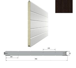 Панель 500мм Нстук/Нстук WENGE(Венге)/бел(RAL9003) для подъёмных секционных ворот, фото 1