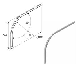 Изгиб горизонтальной направляющей R381 H580 L=3000 для подъёмных секционных ворот, фото 1