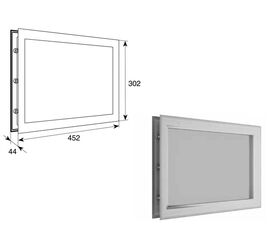 Окно акриловое 452х302 белое для панелей со структурой "филенка" для подъёмных секционных ворот, фото 1
