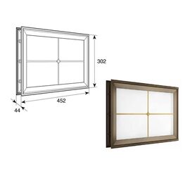 Окно акриловое 452х302 белое с раскладкой крест для панелей со структурой "филенка" для подъёмных секционных ворот, фото 1