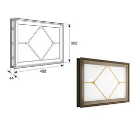 Окно акриловое 452х302 белое с раскладкой ромб для панелей со структурой "филенка" для подъёмных секционных ворот, фото 1