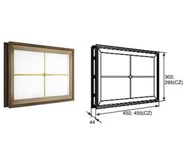 Окно акриловое 452х302 коричн. с раскладкой крест для панелей со структурой "филенка" для подъёмных секционных ворот, фото 1