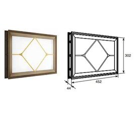 Окно акриловое 452х302 коричн. с раскладкой ромб для панелей со структурой "филенка" для подъёмных секционных ворот, фото 1