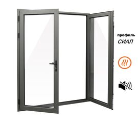 Дверь алюминиевая тёплая Сиал КПТ 74 шир. до 1300\выс. до 2200, фото 4