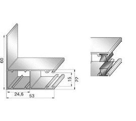 Шина направляющая GR53x60BE - 307017220 для роллет (рольставен), фото 1