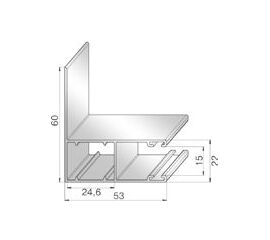Шина направляющая GR53x60E - 1051050 для роллет (рольставен), фото 1