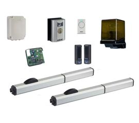 Комплект автоматики для распашных ворот FAAC 400CBAC, состав: набор приводов, ключ-выключатель, фотоэлементы, лампа, радиоприемник, пульт, фото 1