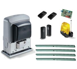 Комплект автоматики для откатных ворот CAME BX-78, состав: привод, радиоприемник, брелок-передатчик, антенна, лампа, рейка, фотоэлементы, фото 1