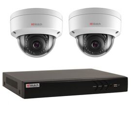 Комплект видеонаблюдения HiWatch IP KIT-2/24 на 2 камеры 2Mp PoE, фото 1