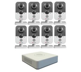 Комплект видеонаблюдения HiWatch IP KIT-8/37 на 8 камер 1Mp, фото 1