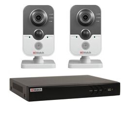 Комплект видеонаблюдения HiWatch IP KIT-2/21 на 2 камеры 1Mp PoE, фото 1