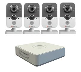 Комплект видеонаблюдения HiWatch IP KIT-4/27 на 4 камеры 1Mp, фото 1
