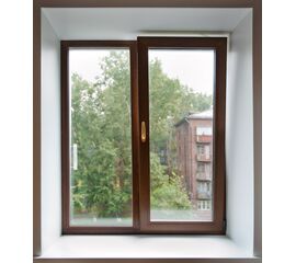 Окно металлоплатиковое (ПВХ) Deceuninck Favorit Space 1300x1400 выс. Тёмный дуб/Тёмный дуб, фото 1