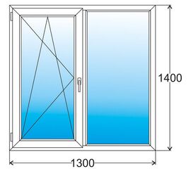 Окно металлоплатиковое (ПВХ) Deceuninck Bautec NEO 1300x1400 выс. Золотой дуб/Золотой дуб, фото 1