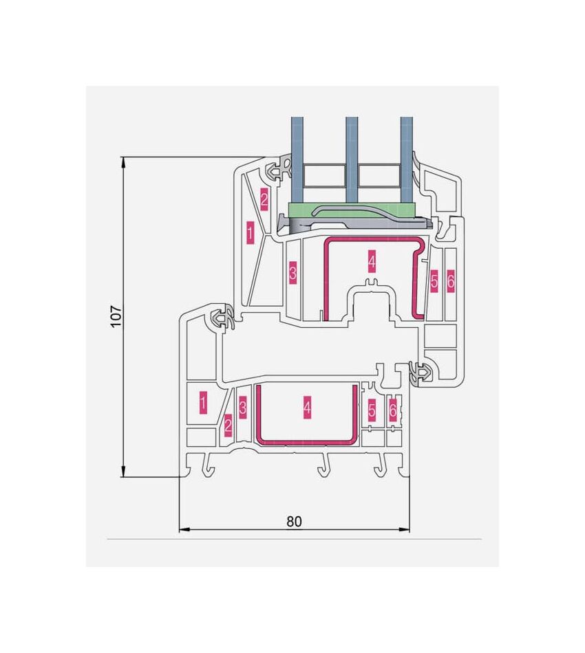 Окно металлоплатиковое (ПВХ) Rehau INTELLIO 80 1000x1200 выс. Белый/Белый, фото 3