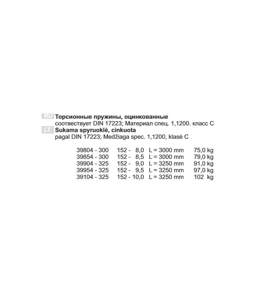 Пружина торсионная 9,5х3250х152 мм (цинк), фото 3
