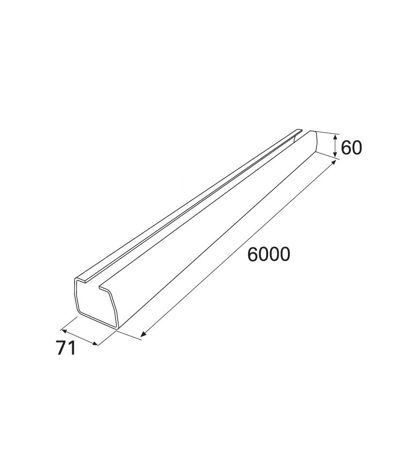 Направляющая балка (шина, профиль) 7м 71х60х3,5 мм для откатных (сдвижных) ворот, фото 2