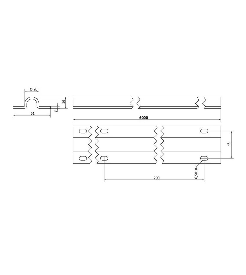 Рельс оцинкованный, полукруглое сечение, крепление винтами, для откатных (сдвижных) ворот, фото 3