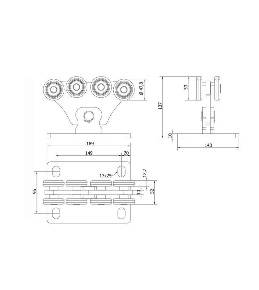 Тележка с 8 роликами "S", до 500кг, для откатных (сдвижных) ворот, фото 2