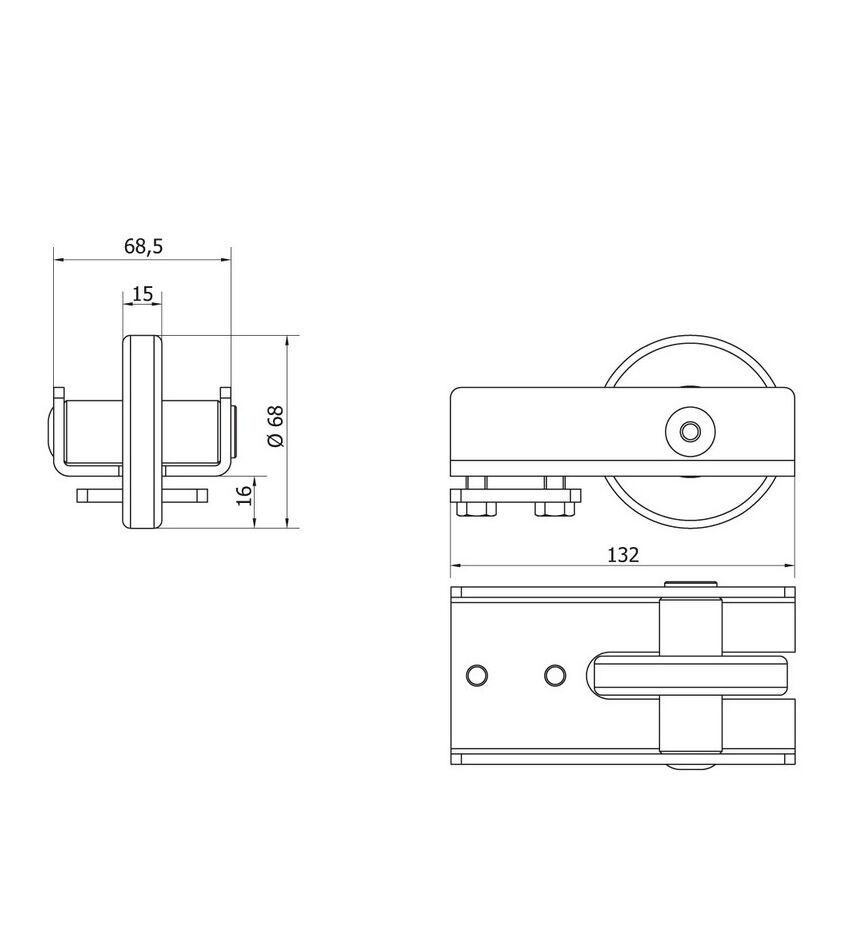 Ролик концевой "M", без заглушки рельса, для откатных (сдвижных) ворот, фото 2