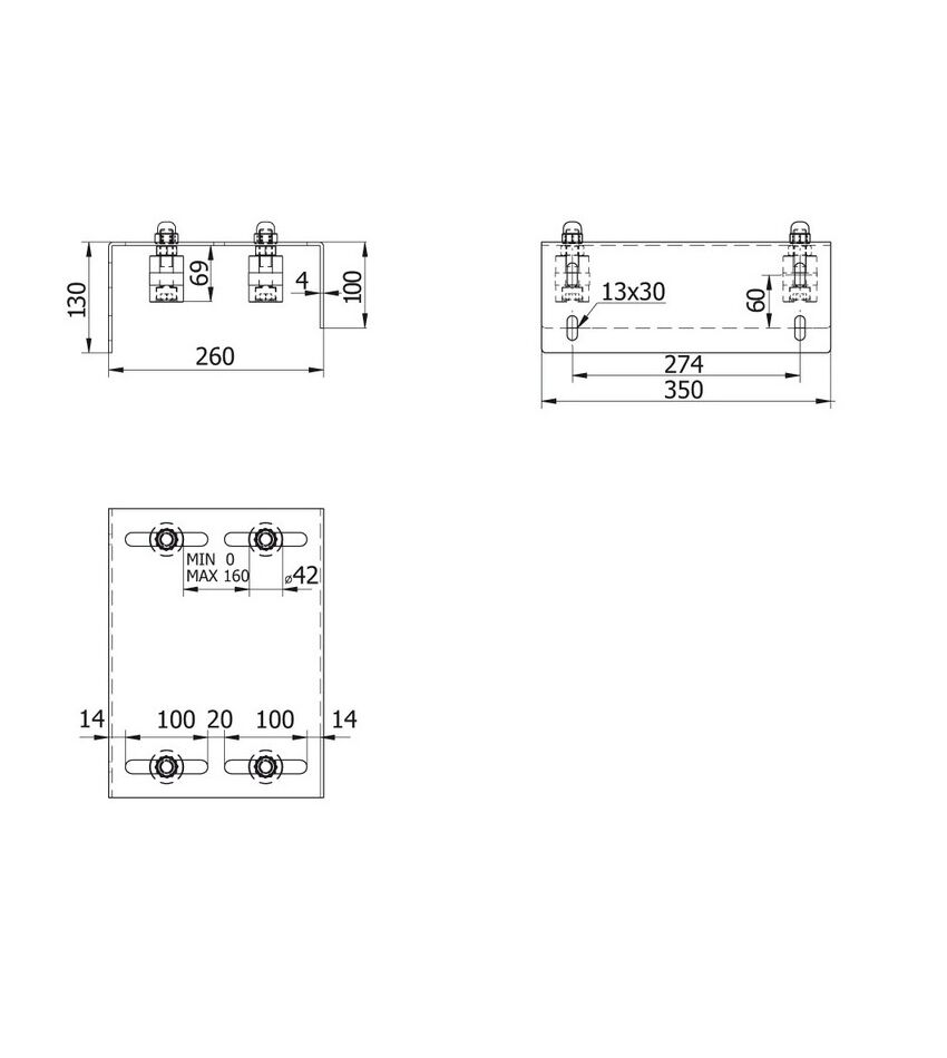 Скоба направляющая верхняя с 4 роликами, 0-160 мм, для откатных (сдвижных) ворот, фото 2