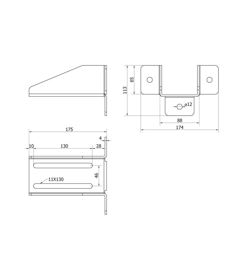 Кронштейн 175х88мм с крепежом для LAST S/M, CG-32 и PADDOCK SM/2, для откатных (сдвижных) ворот, фото 2