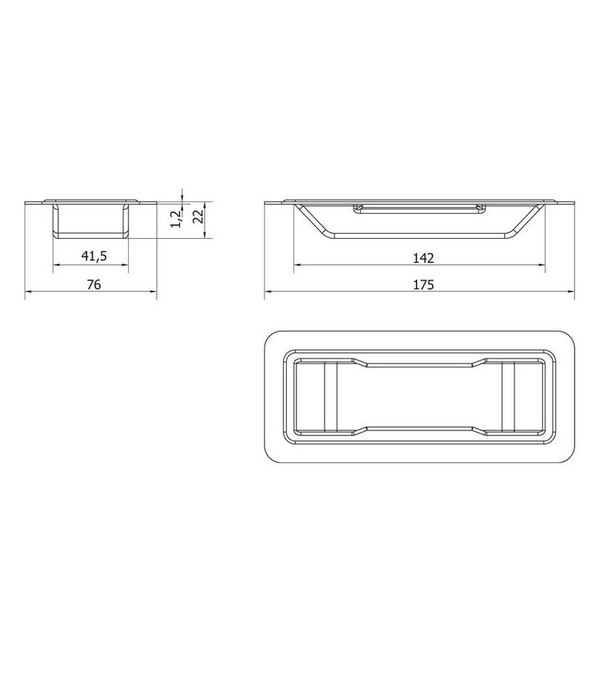 Ручка утопленная, металлическая, 175х76х22 мм., фото 2