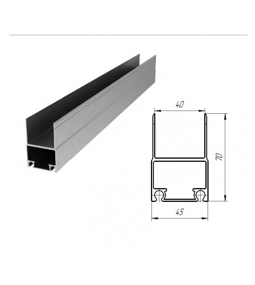 Профиль алюм. &quot;Нижний несущий&quot; металлик для подъёмных секционных ворот, фото 1