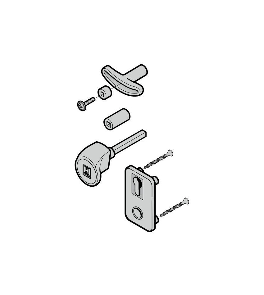 Гарнитур ручек ворот TS из пластмассы черного цвета (26 мм, проф. цилиндр, ALR, TAR 40, ASR), фото 1