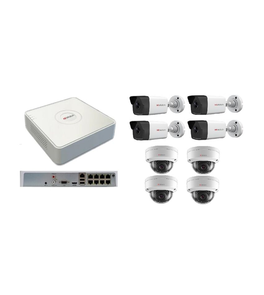 Комплект видеонаблюдения HiWatch IP 4IN+4OUT KIT, фото 1