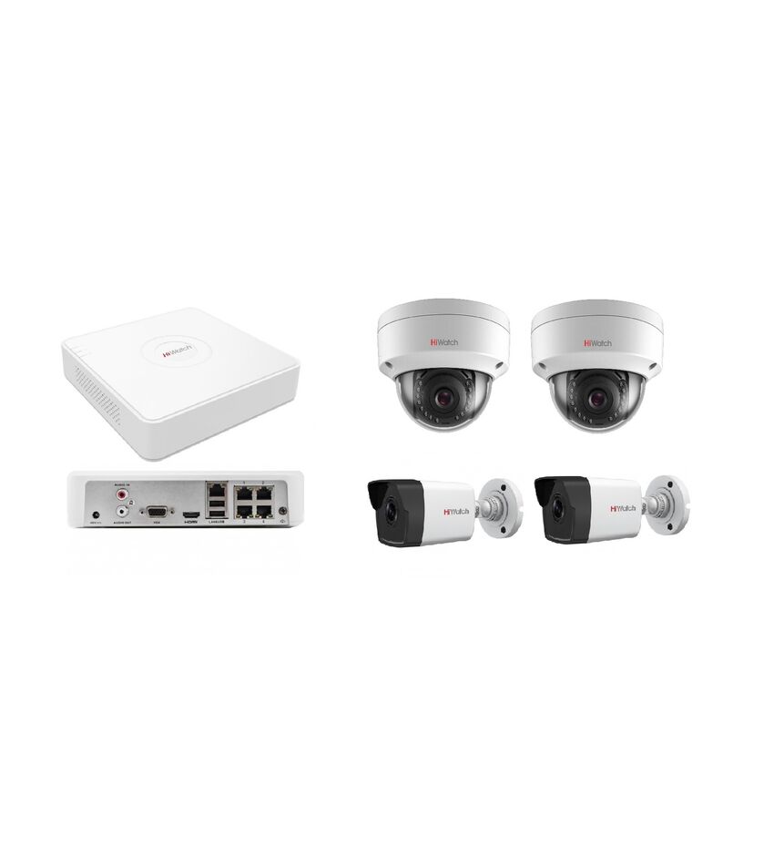 Комплект видеонаблюдения HiWatch IP 2IN+2OUT KIT, фото 1