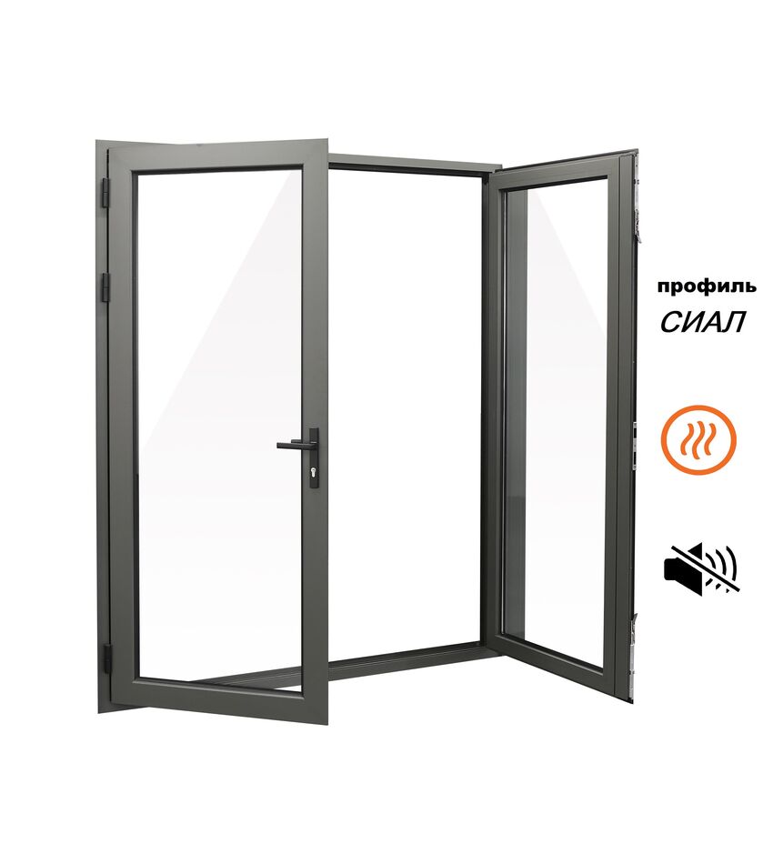 Дверь алюминиевая тёплая Сиал КПТ 74 шир. до 1300\выс. до 2200, фото 4