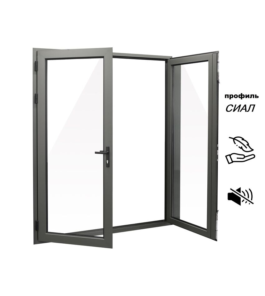 Дверь алюминиевая холодная Сиал КП 45 шир. до 1500\выс. до 2400, фото 4