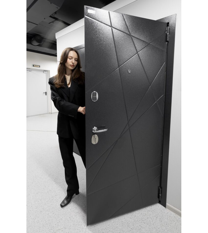 Дверь металлическая входная Граффити-5 (117.Г5) Букле черное/Snow Art 205*86 левое, фото 9