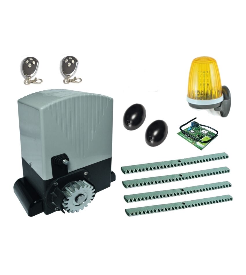 Комплект автоматики для откатных ворот AN-MOTORS ASL500KIT FULL, состав: привод, радиоприемник, 2 пульта, монтажный комплект, рейка, лампа, фотоэл, фото 1