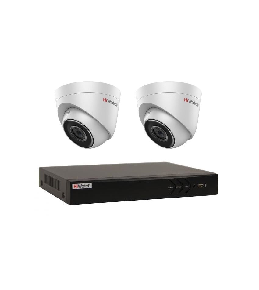 Комплект видеонаблюдения HiWatch IP KIT-2/22 на 2 камеры 2Mp PoE, фото 1