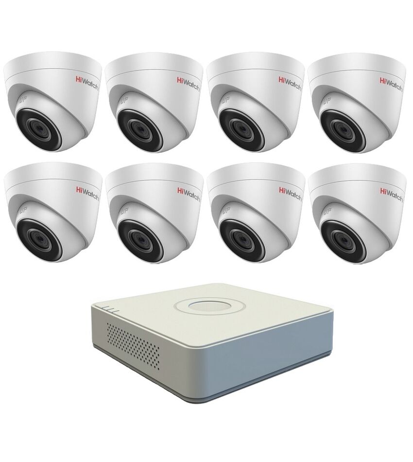 Комплект видеонаблюдения HiWatch IP KIT-8/32 на 8 камер 1Mp, фото 1