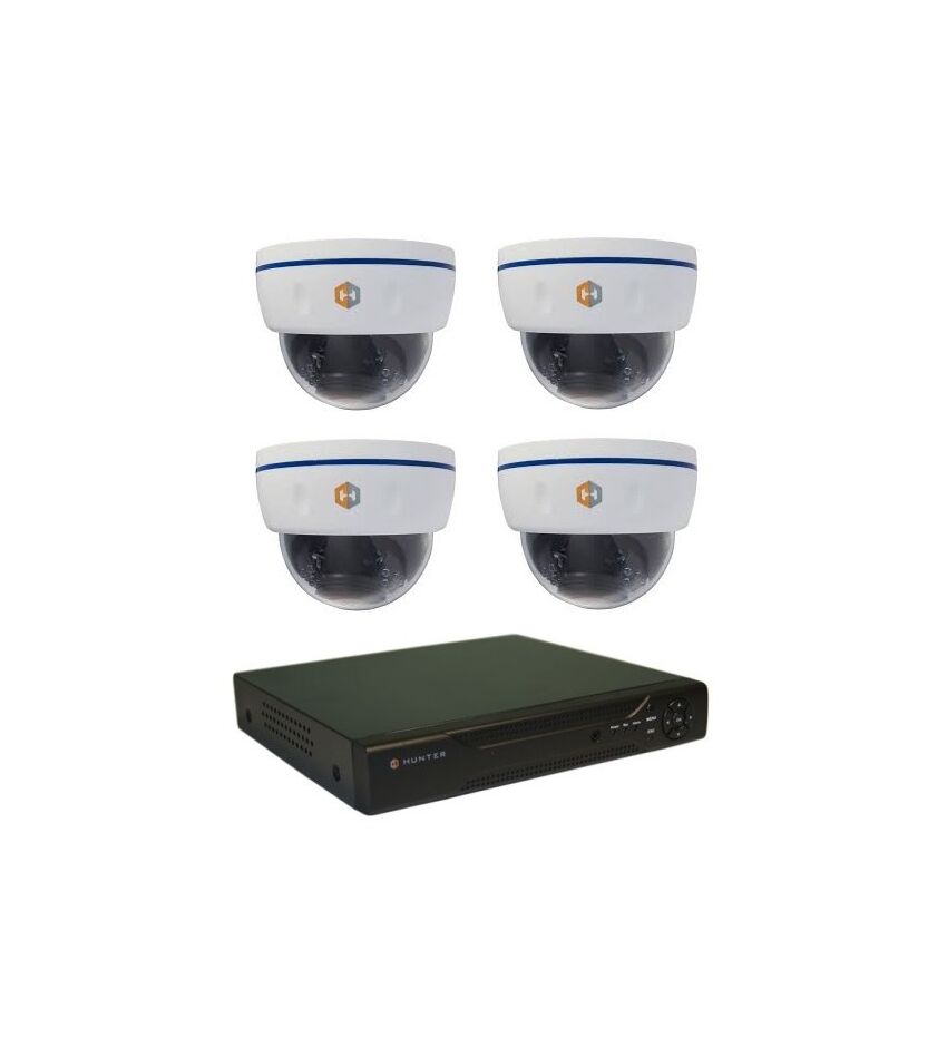 Комплект видеонаблюдения Hunter IP KIT-4/65 на 4 камеры 1Mp, фото 1