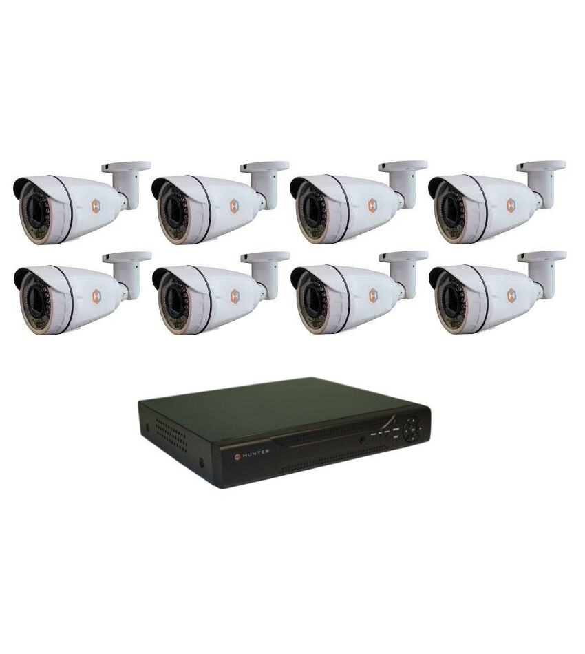 Комплект видеонаблюдения Hunter IP KIT-8/74 на 8 камер 2Mp PoE, фото 1